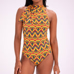 Deco Print High Neck One-Piece