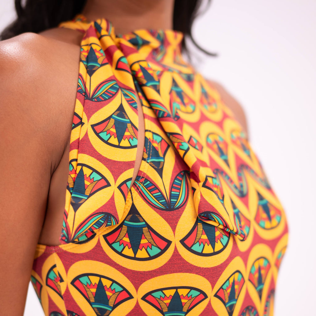 Deco Print High Neck One-Piece