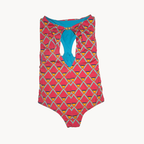Pink Mosaic High-Neck One-Piece